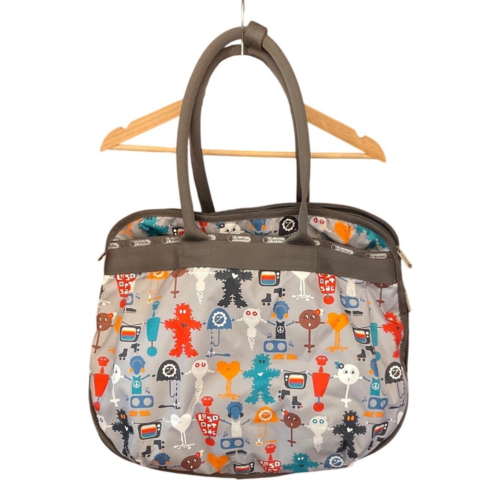 Vintage Y2K LeSportsac Tote Bag Robot Monster Print Kidcore Kawaii Whimsigoth